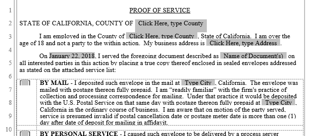 Proof Of Service Forms Service Of Process Word Automation